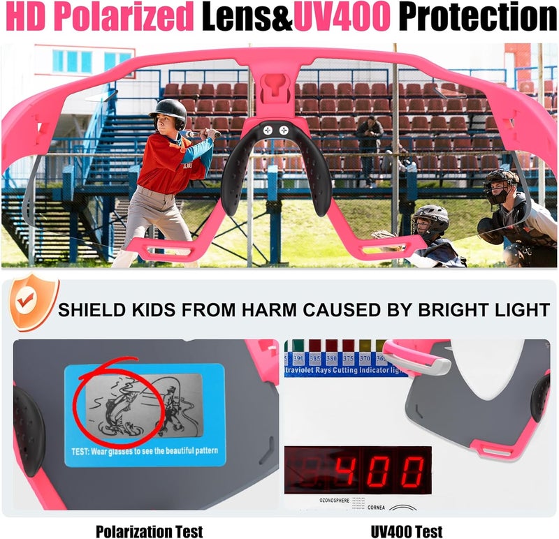 Xtiger Polarized Kids Sunglasses Youth Baseball Sunglasses UV400 Boys Girls Sports Sun Glasses for Softball Cycling Scooter - Image 4